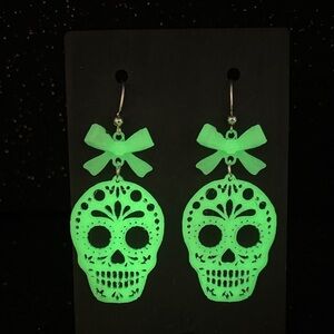 Glow-in-the-Dark Skull Earrings